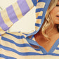 BiBi Striped Color Block Hooded Knit Top - DAVERRI FASHIONS