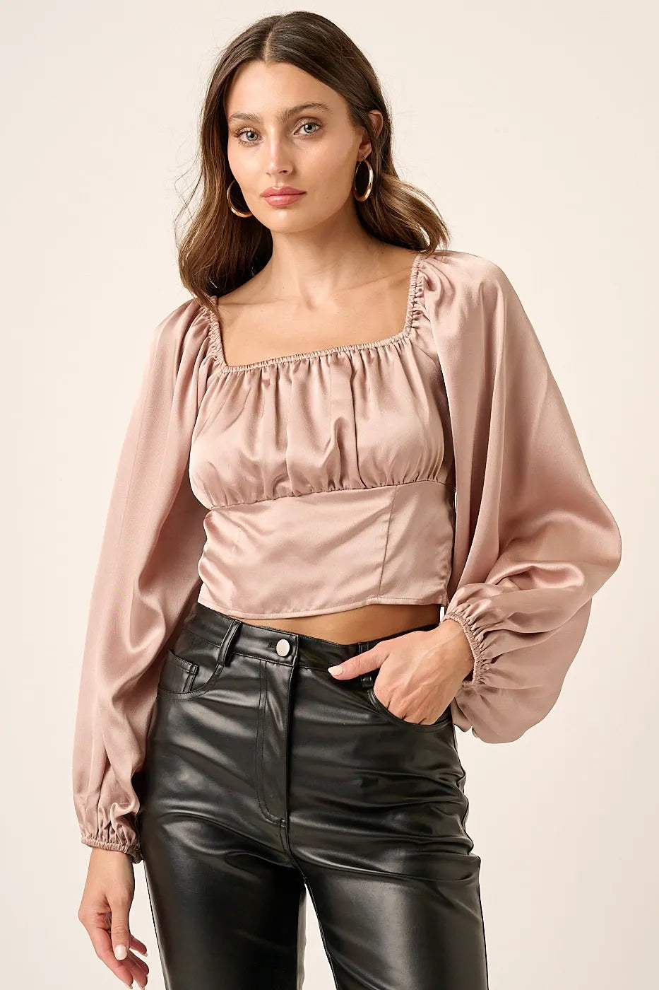 Mittoshop Satin Square Neck Blouse Blouses