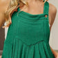 BiBi Crinkle Rib emerald green corduroy sleeveless shortalls with shoulder button