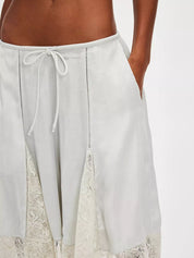 White Lace Detail Shorts | Shorts Daverri Fashions