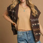 Umgee Button-Down Knit Vest with Floral Pattern - DAVERRI FASHIONS