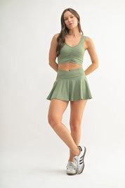 MONO B Ruched Front Active Tank | Daverri Fashions