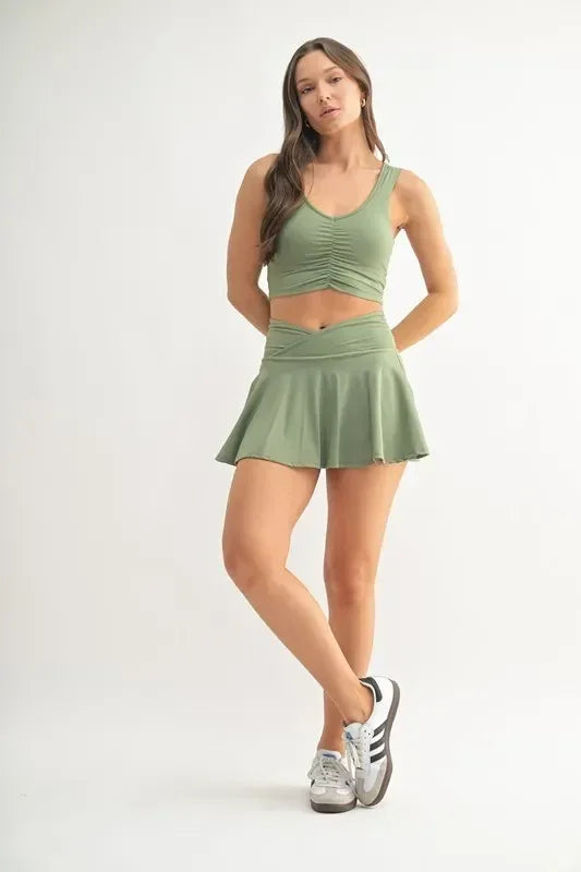 MONO B Ruched Front Active Tank - DAVERRI FASHIONS