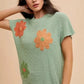 Annie Wear Large Flower Embo Dolman Sleeve Summer Sweater Top - DAVERRI FASHIONS