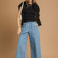Umgee Washed Fringe Hem Wide Leg Jeans - DAVERRI FASHIONS