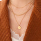 18K Gold-Plated Three-Layered Engraved Necklace - DAVERRI FASHIONS