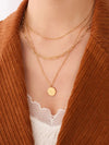 18K Gold-Plated Three-Layered Engraved Necklace - DAVERRI FASHIONS