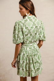 BiBi Tied Floral Short Sleeve Mini Shirt Dress | Mini Dresses Daverri Fashions