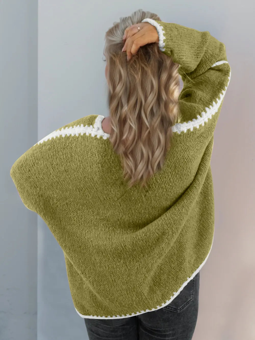 Double Take Contrast Open Front Dropped Shoulder Cardigan | Cardigans Daverri Fashions