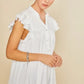 Annie Wear Ruffle Sleeve Shirred Flowy Woven Tunic Shirts - DAVERRI FASHIONS