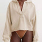 Exposed Seam Dropped Shoulder Hoodie in beige with relaxed fit and zipper