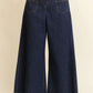 Davi & Dani Patch Pocket Wide Leg Culotte Jeans - DAVERRI FASHIONS
