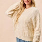 BiBi Checker Board Drop Shoulder Sweater - DAVERRI FASHIONS
