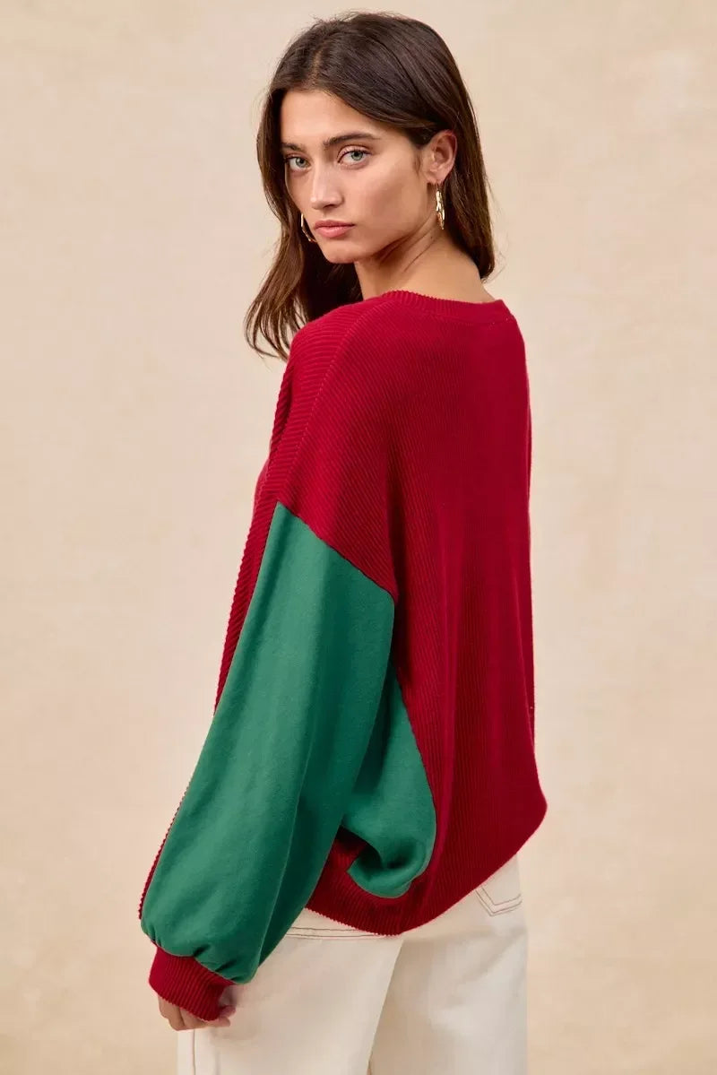 BiBi Christmas Theme Tree Embroidered Sweater - DAVERRI FASHIONS