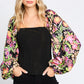 ODDI Full Size Floral Balloon Sleeve Blouse - DAVERRI FASHIONS