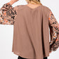SAGE + FIG Floral Long Sleeve Front Pleated Detail Blouse - DAVERRI FASHIONS