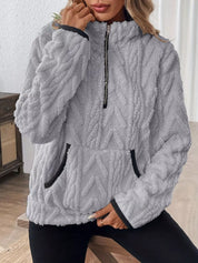 Cozy Sherpa Half Zip Sweatshirt | Sweatshirts Daverri Fashions