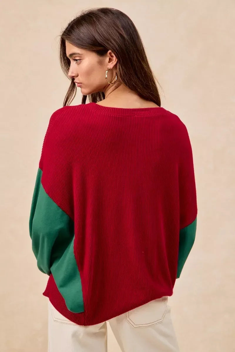 BiBi Christmas Theme Tree Embroidered Sweater - DAVERRI FASHIONS