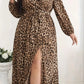 Plus Size Leopard Print Surplice Maxi Dress - DAVERRI FASHIONS