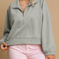 Umgee Full Size Half Zip Cropped Sweatshirt Plus Size