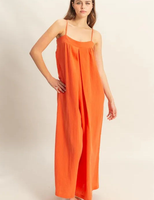 RED ORANGE HYFVE Double Gauze Super Flowy Cami Jumpsuit | Jumpsuits Daverri Fashions