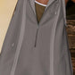 Gray sleeveless half-zipped hooded romper dress with drawstring hood