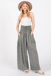 SAGE + FIG Cotton Gauze Wash Stripe Pants Black S Pants