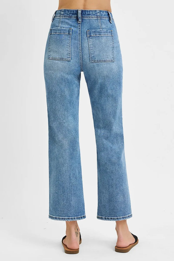 RISEN Full Size High Waisted Bootcut Cropped Jeans Plus Size | Jeans Daverri Fashions