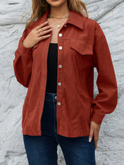 Corduroy Button-Down Shacket | Shackets Daverri Fashions