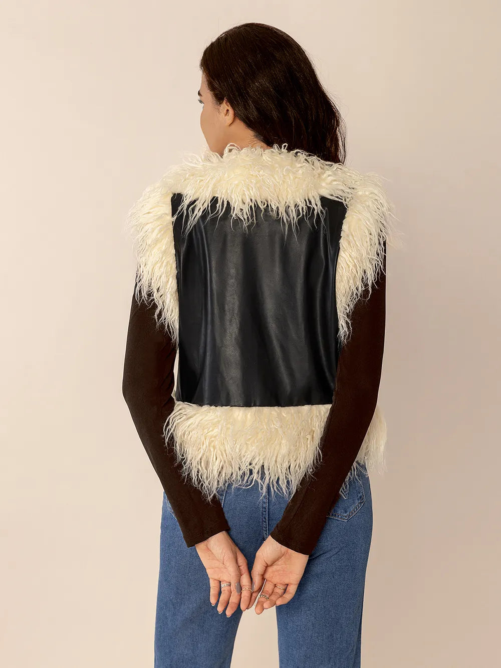 Tied Fringe Contrast Vest | Vest Jackets Daverri Fashions