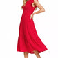 Zenana woven smocked ruffle sleeve midi dress in vibrant red