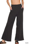 Zenana Cotton Slub Wide Leg Pants - DAVERRI FASHIONS