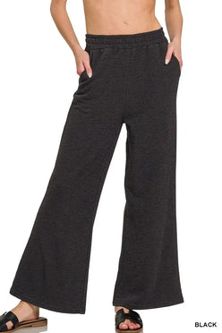 Zenana Cotton Slub Wide Leg Pants - DAVERRI FASHIONS