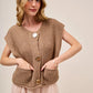 SO ME Big Metal Button Front Sweater Vest Sweater Vests