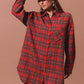 SO ME Christmas Checker Plaid Button Up Shirt Dress - DAVERRI FASHIONS