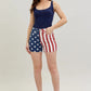 Judy Blue Full Size High Waist Americana Flag Fray Hem Shorts Plus Size Denim Shorts
