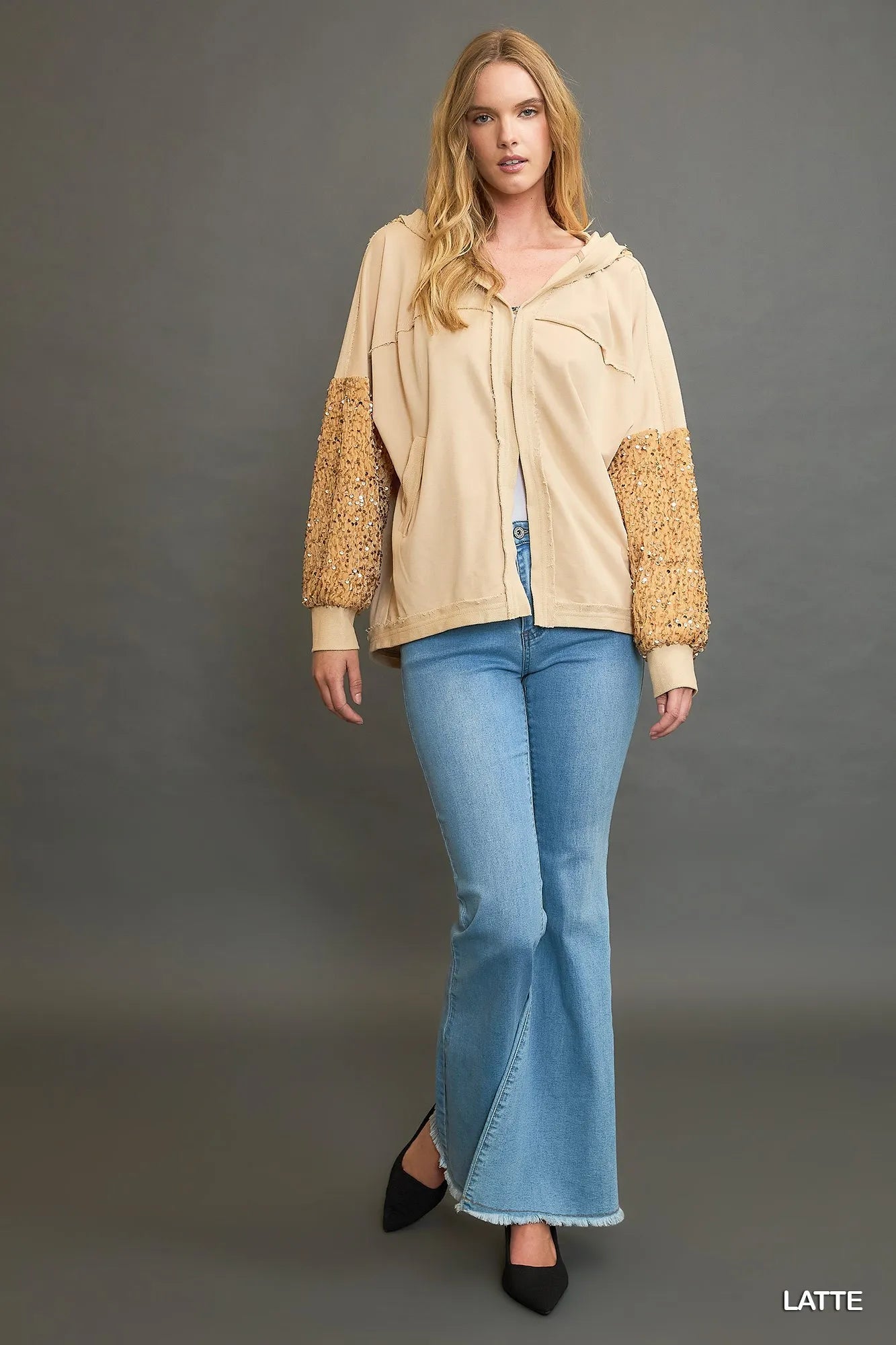 Umgee Sequined French Terry Jacket Jackets