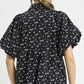 Umgee Bow Print Puff Sleeve Blouse - DAVERRI FASHIONS