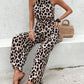 Daverri Leopard sleeveless wide leg jumpsuit in beige black print