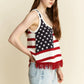 Jade By Jane Full Size American Flag Fringe Tank Top - DAVERRI FASHIONS