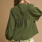 Umgee Textured Notched Blouse with Balloon Sleeves