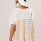 BiBi V Neck Striped Short Sleeve Top Size XL Tops