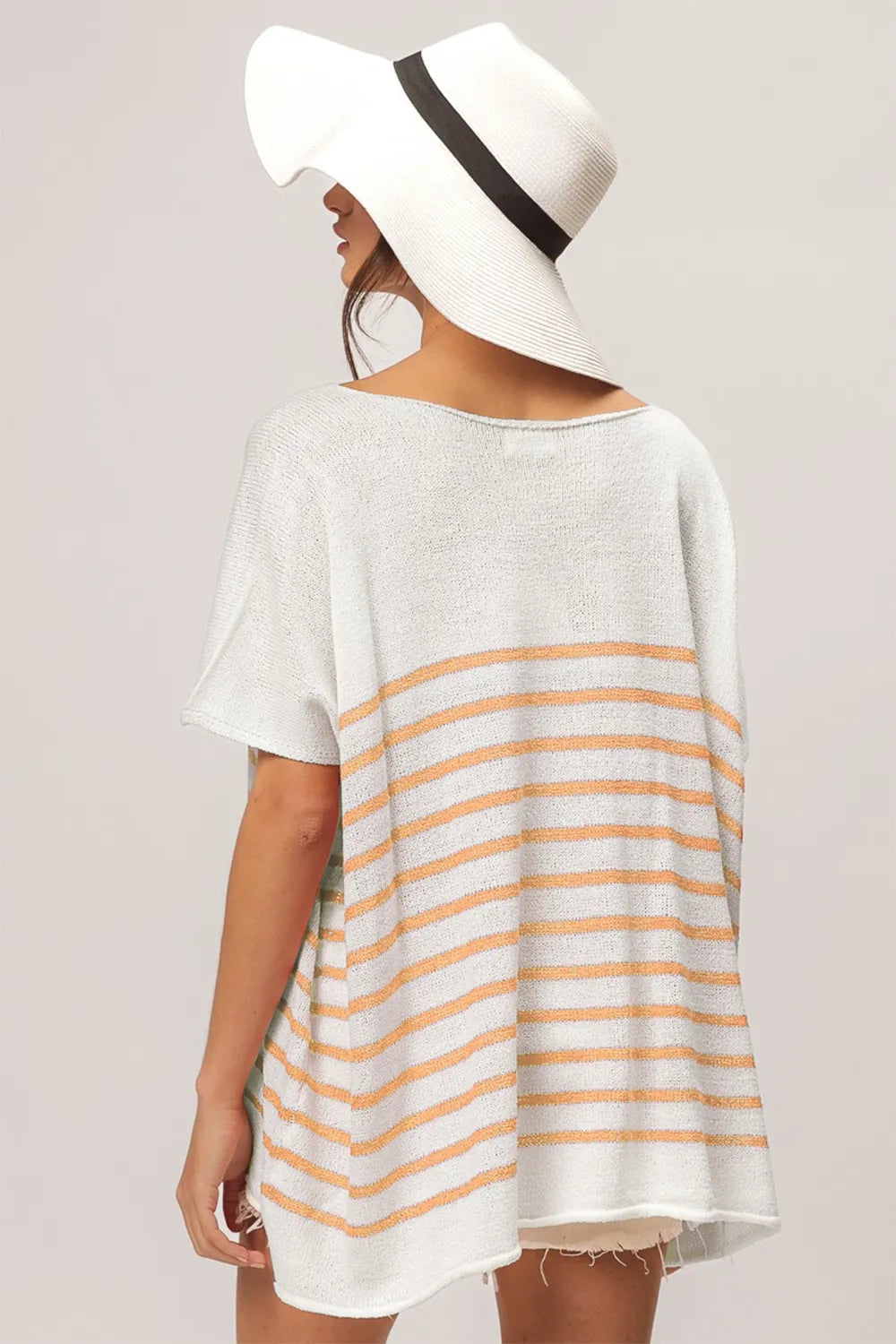 BiBi V Neck Striped Short Sleeve Top Size XL Tops