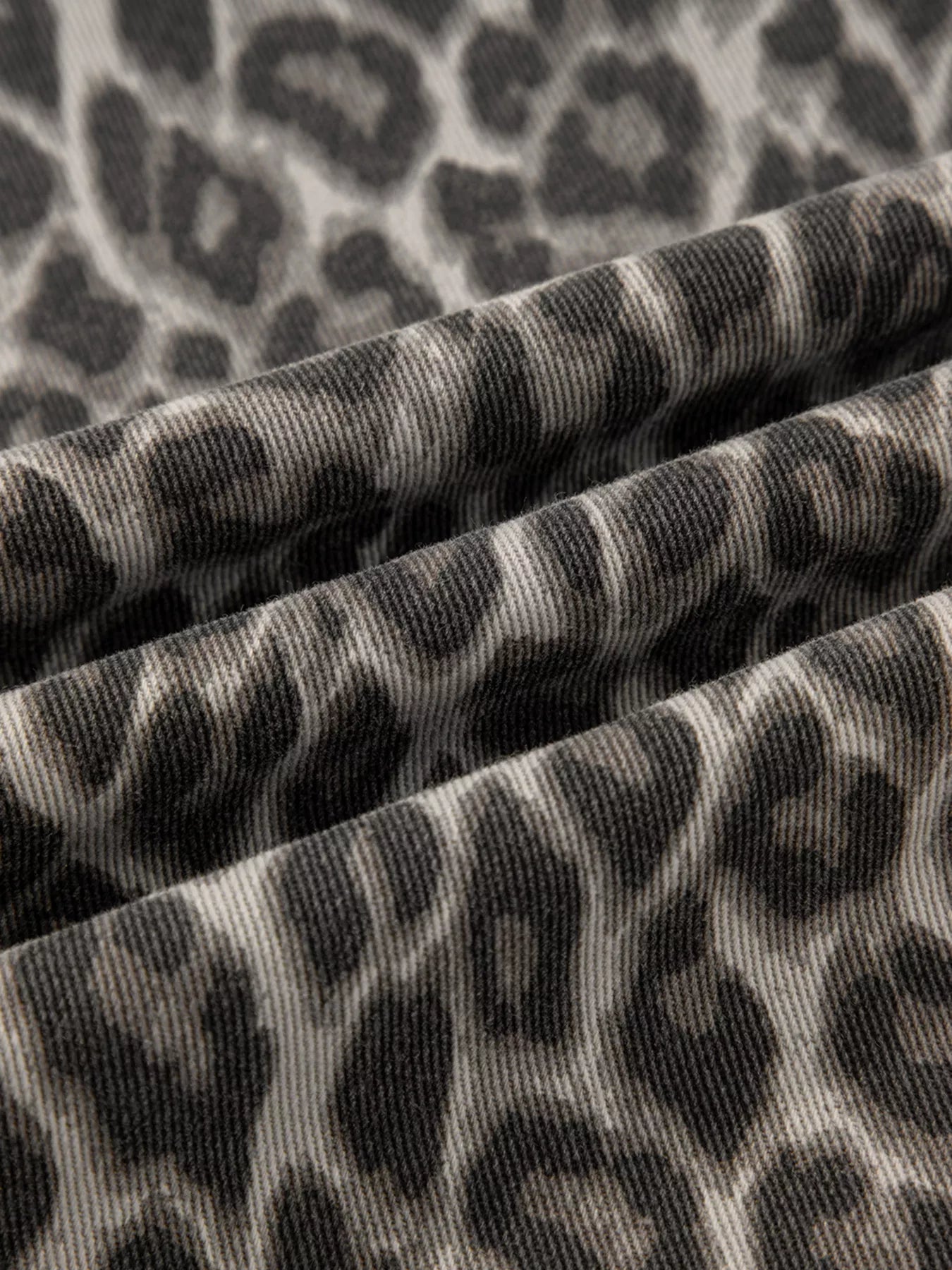 Leopard Straight Loose Leg Raw Hem Jeans | Jeans Daverri Fashions
