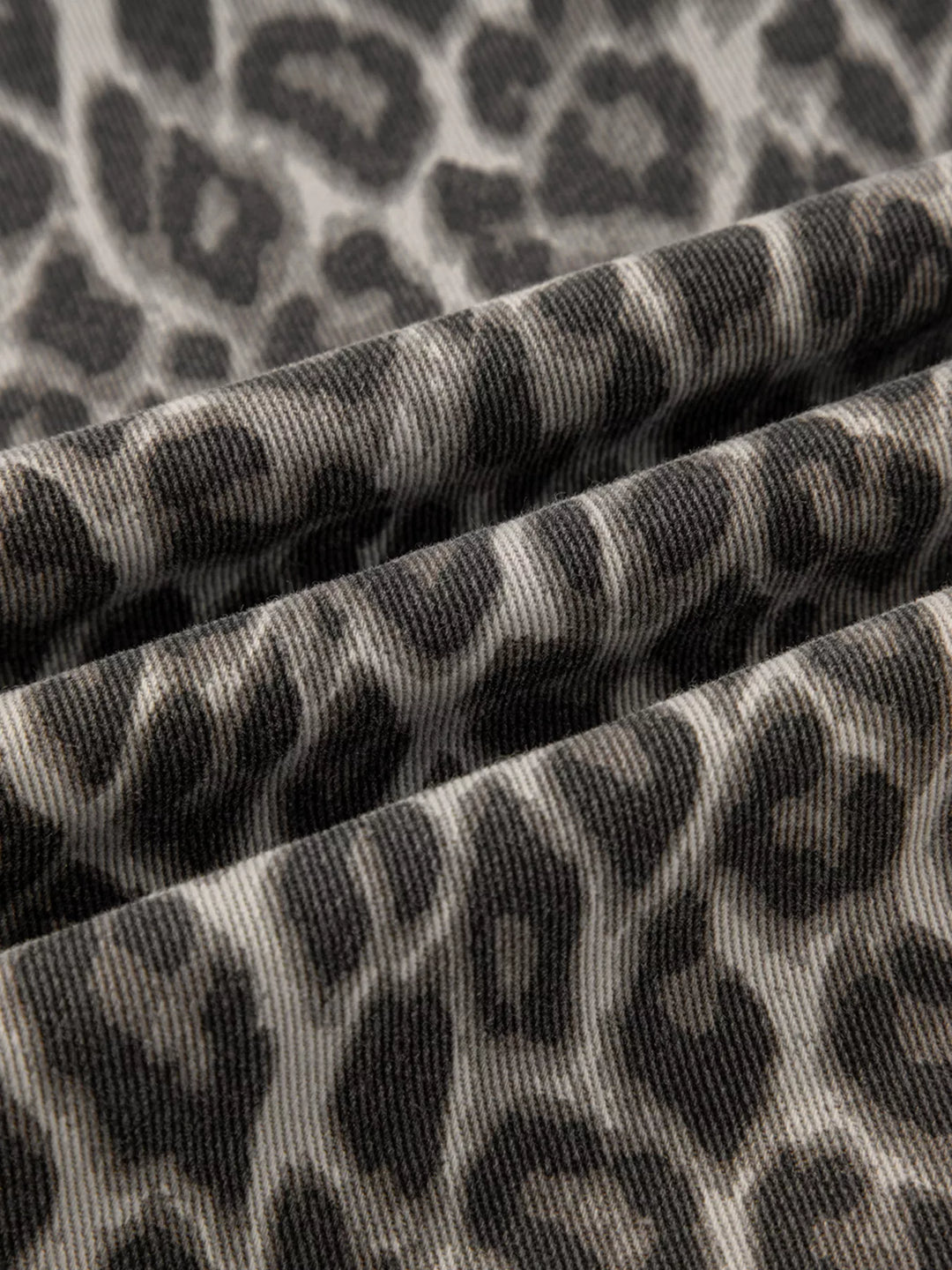 Leopard Straight Loose Leg Raw Hem Jeans | Jeans Daverri Fashions