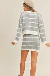 MABLE Plaid Button Down Sweater Cardigan and Mini Skirt Set | Outfit Sets Daverri Fashions