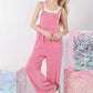 VERY J Texture Washed Wide Leg Overalls Hot Pink S Overalls