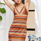 ADORA Contrast Striped V-Neck Mini Dress Mini Dresses