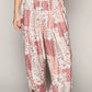 POL Drawstring Floral Patchwork Wide leg Pants - DAVERRI FASHIONS