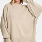 Zenana Side Sit Oversize Sweater H Beige S M Sweaters